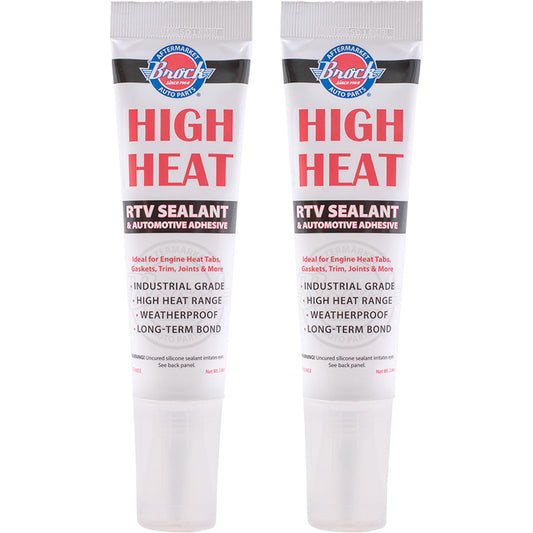 Brock High Heat RTV Sealant & Automotive Adhesive – Industrial Grade Silicone for Heat Tabs, Gaskets, and More – 2.8 oz Tube - 2 Pack