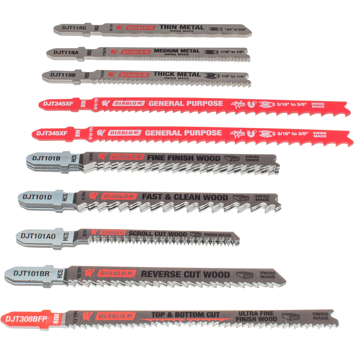 Diablo DJT20S T-Shank Jig Saw Blade for Wood-Metal-Plastic 20pc Set