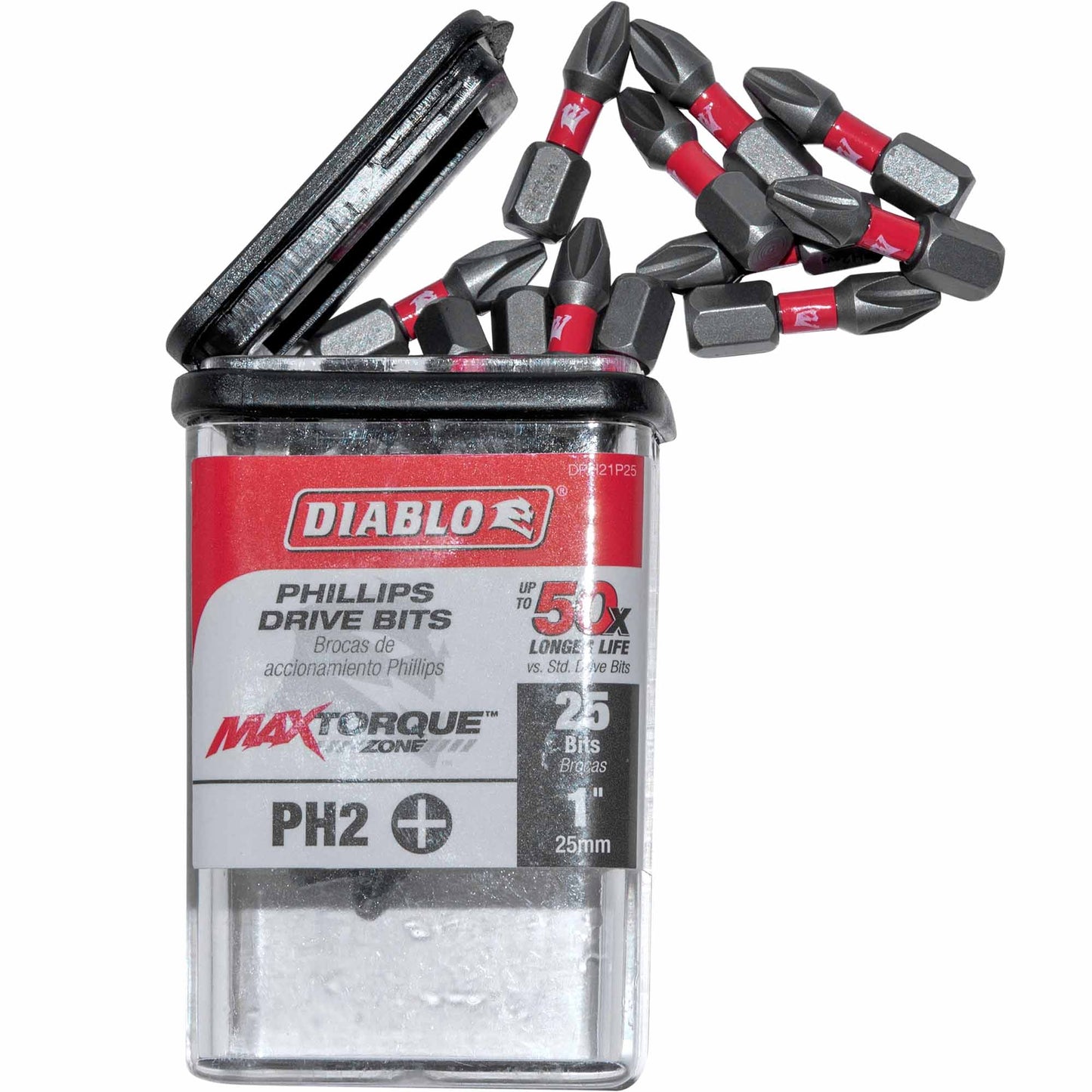 Diablo DPH21P25 #2 Phillips Drive Bit 1/4 Inch Hex x 1 Inch Pack of 25