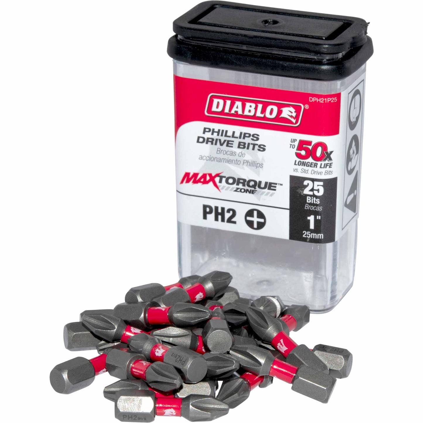 Diablo DPH21P25 #2 Phillips Drive Bit 1/4 Inch Hex x 1 Inch Pack of 25