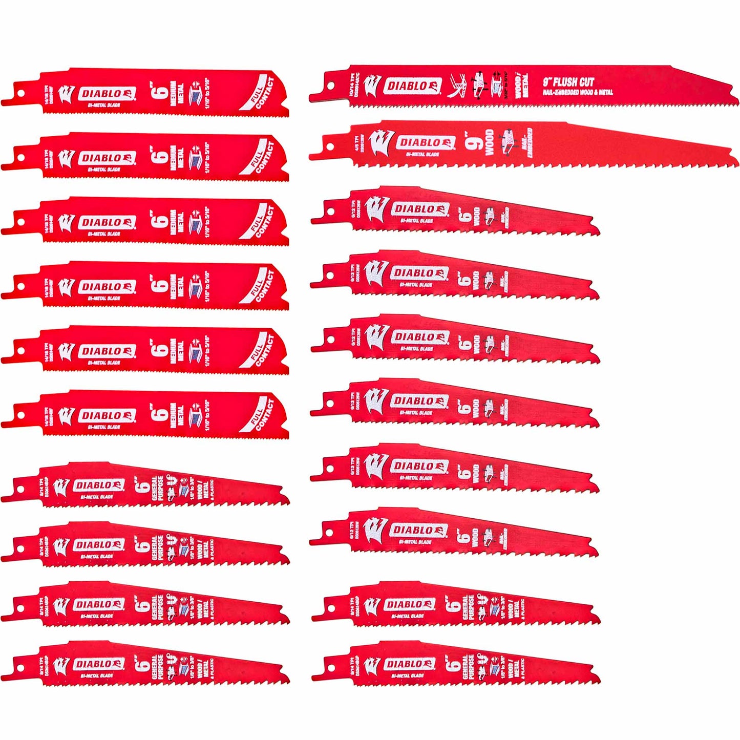 Diablo DS0020SPC2 Reciprocating Saw Blade For Nail Embedded Wood and Metal Demolition 20 Piece Set