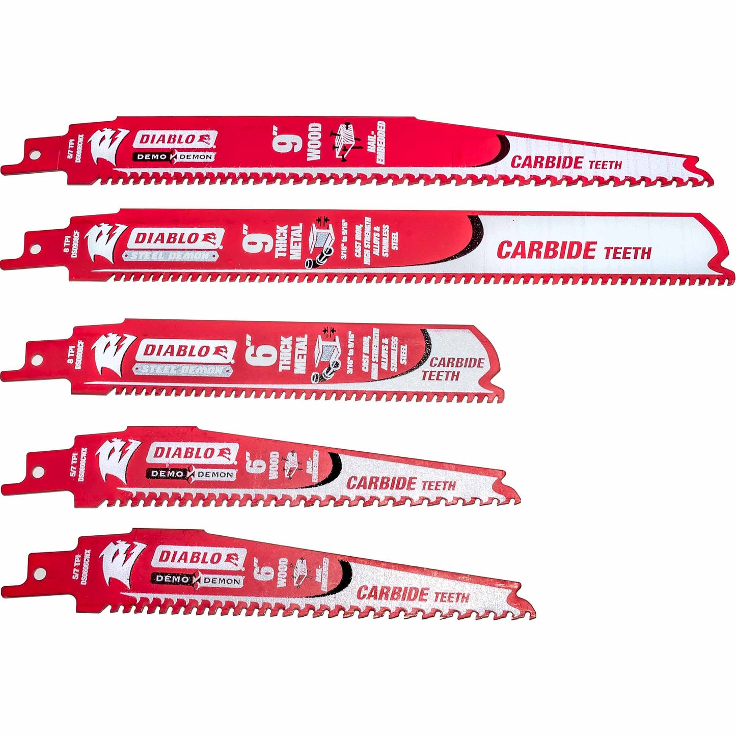 Diablo DS005SC Demolition Reciprocating Saw Blade Specifically Designed For Maximum Performance For Metal Cutting 5 Piece Set