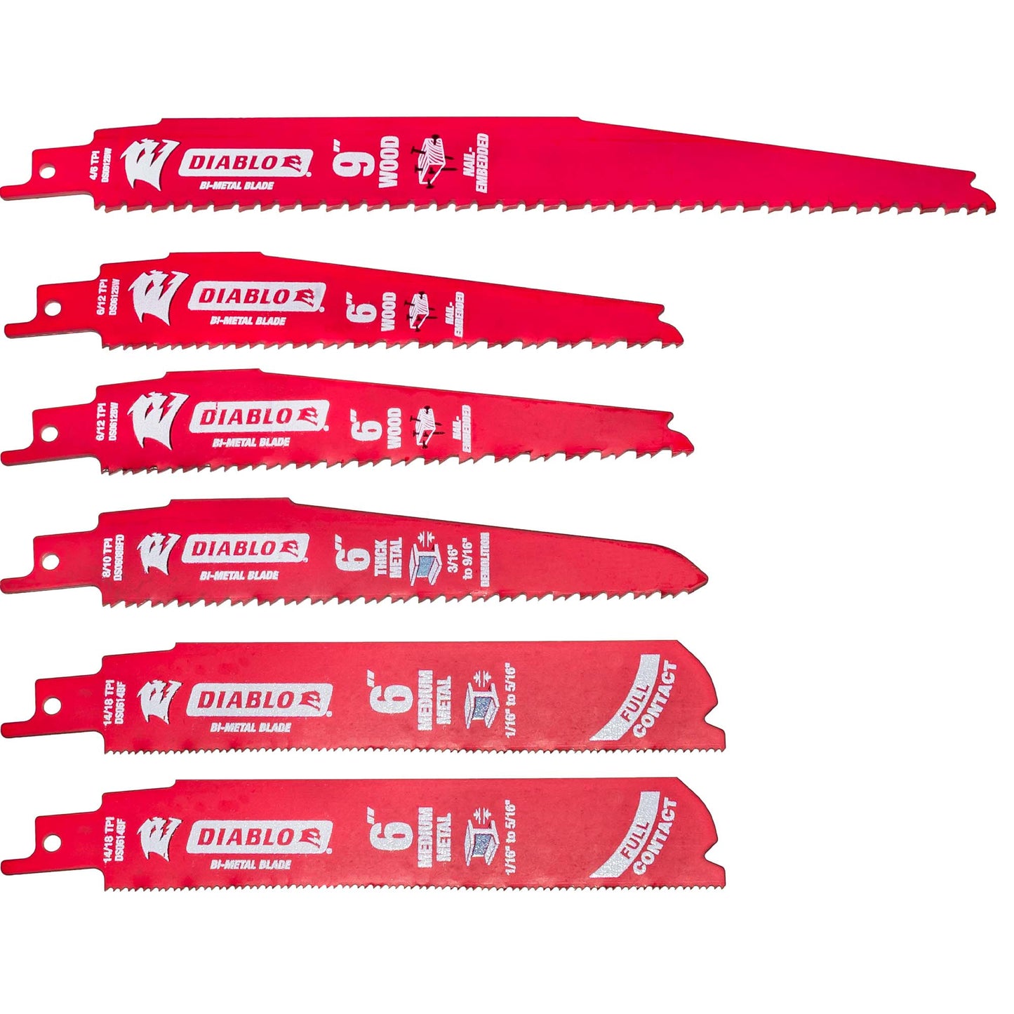 Diablo DS006S Bi-Metal Reciprocating Saw Blade for Wood and Metal Demolition 6 Piece Set