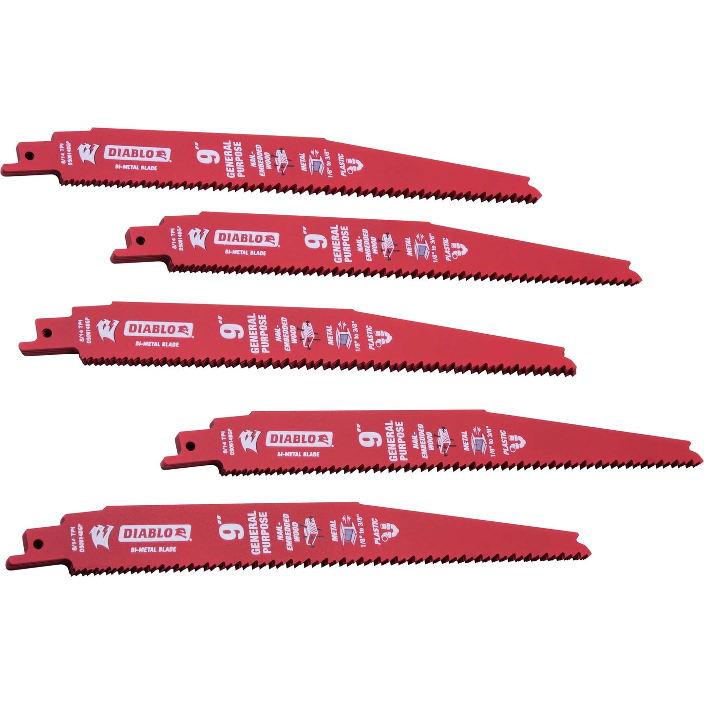 Diablo DS0914BGP200 9 Inch 8/14 TPI Bi-Metal Reciprocating Saw Blade for General Purpose 200 Pack