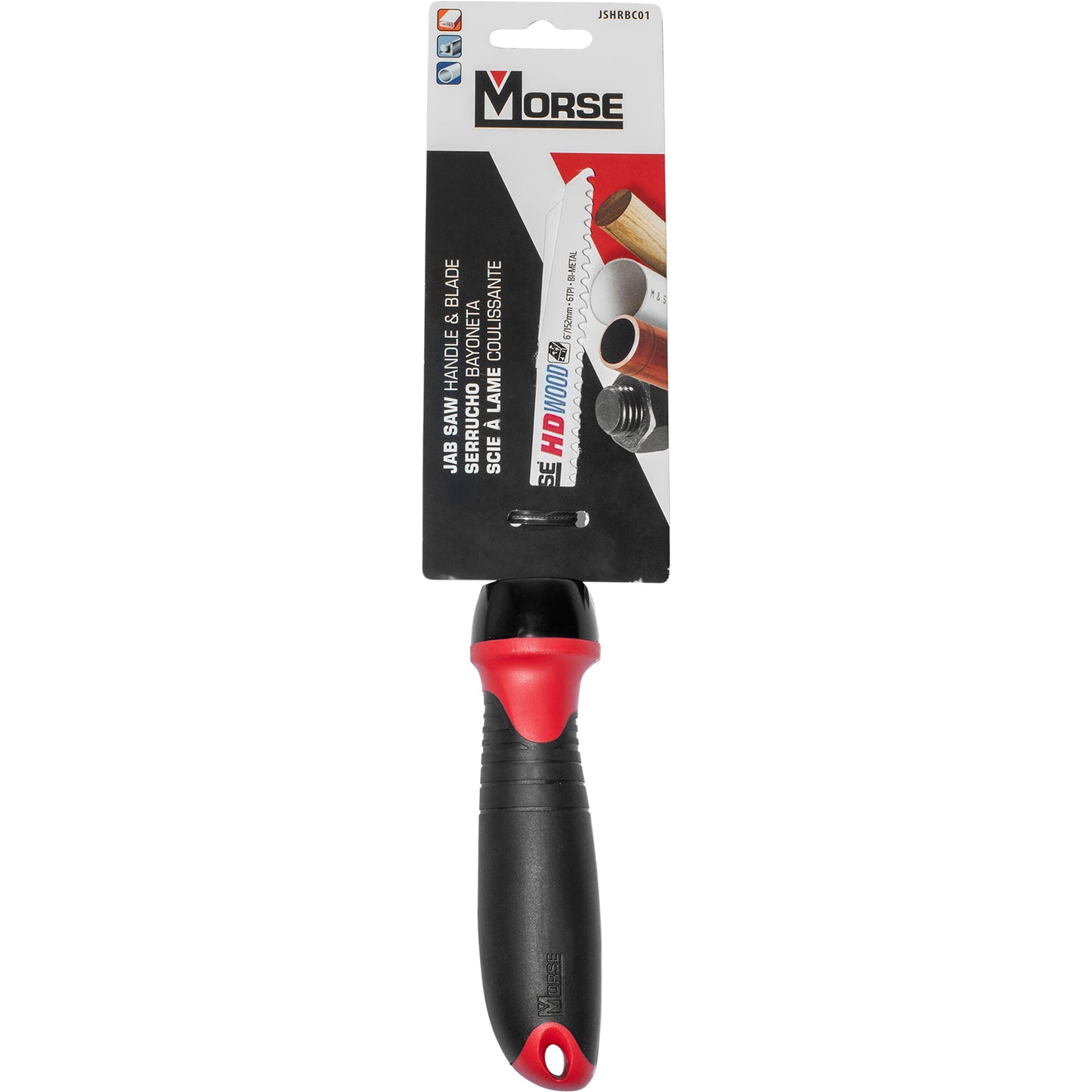 Morse JSHRBC01 Jab Saw Handle and HD Wood Saw Blade 6 Inch x 3/4 Inch x 6 TPI For Wood-Drywall – Handle Accepts All Standard Reciprocating and Hacksaw Blades