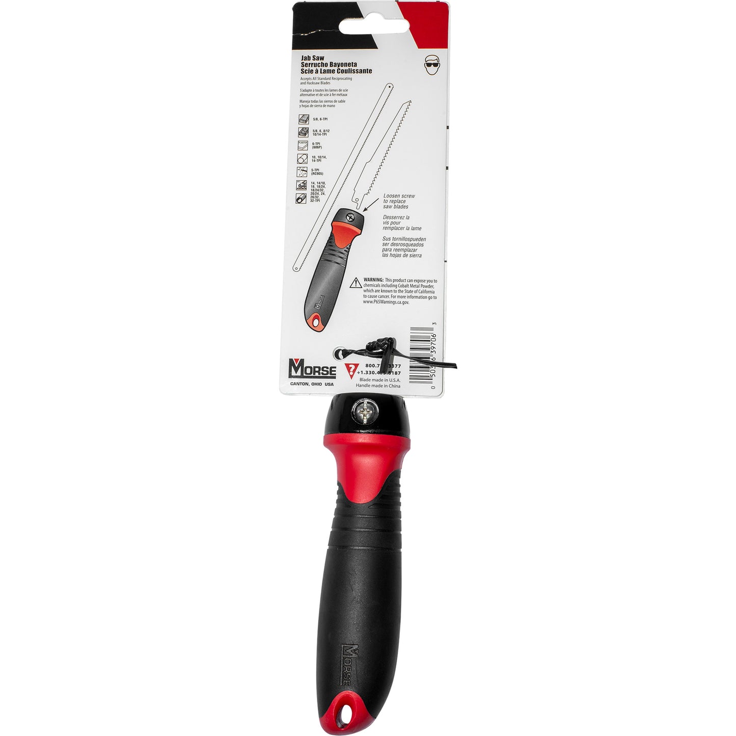 Morse JSHRBC01 Jab Saw Handle and HD Wood Saw Blade 6 Inch x 3/4 Inch x 6 TPI For Wood-Drywall – Handle Accepts All Standard Reciprocating and Hacksaw Blades