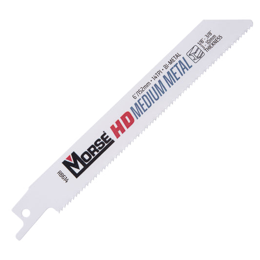 MK Morse RB614B100 HD Medium Metal Bi-Metal Reciprocating Saw Blade For Medium Metal 6 Inch x 3/4 Inch x 0.035 Inch 14 TPI 100 Pack
