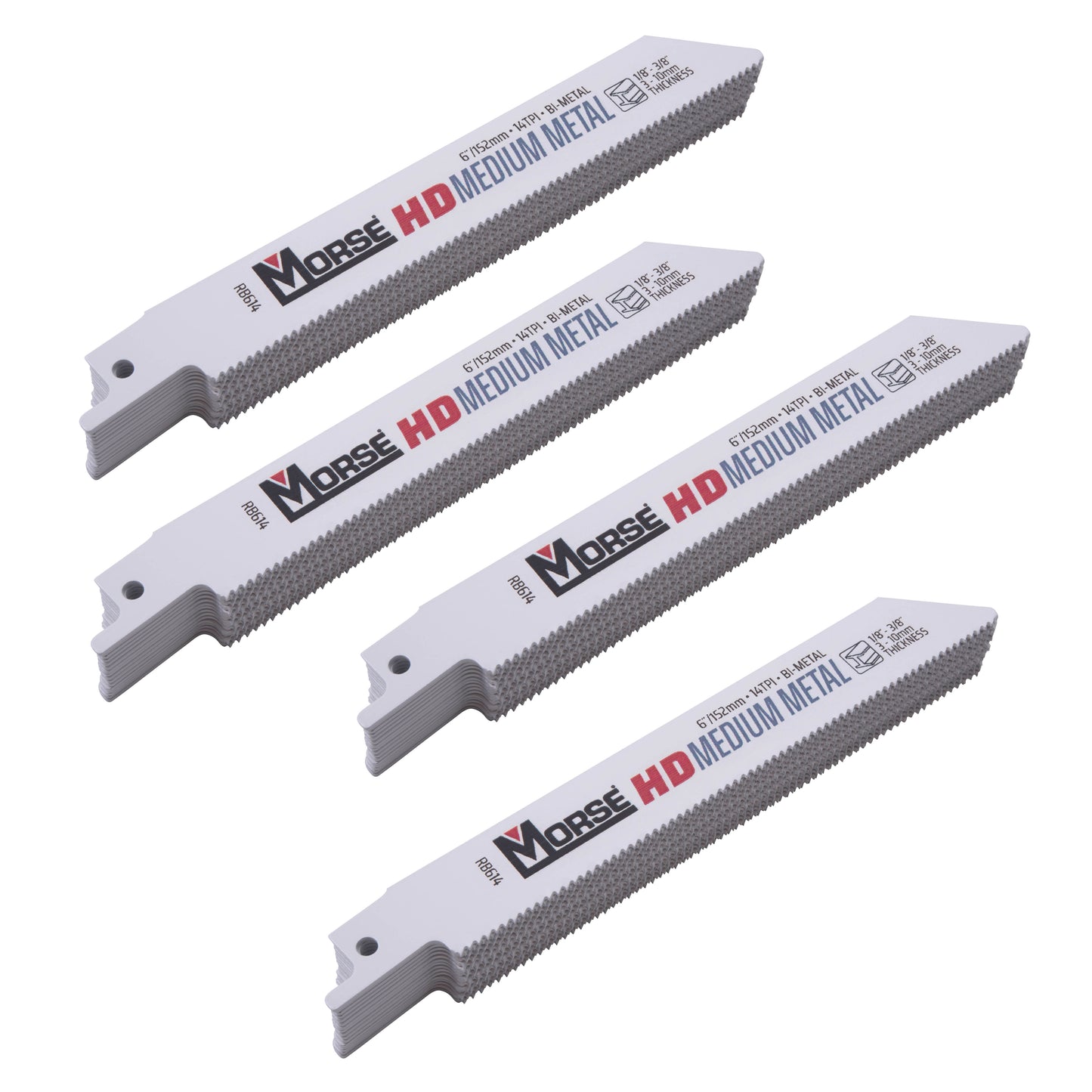 MK Morse RB614B100 HD Medium Metal Bi-Metal Reciprocating Saw Blade For Medium Metal 6 Inch x 3/4 Inch x 0.035 Inch 14 TPI 100 Pack