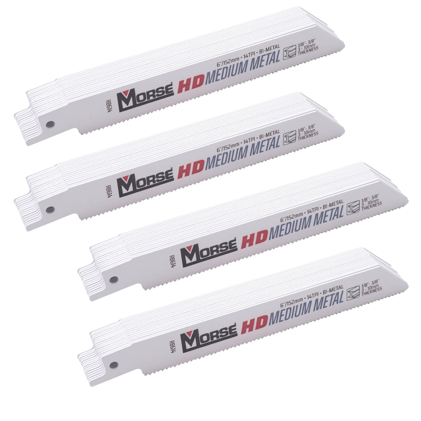 MK Morse RB614B100 HD Medium Metal Bi-Metal Reciprocating Saw Blade For Medium Metal 6 Inch x 3/4 Inch x 0.035 Inch 14 TPI 100 Pack