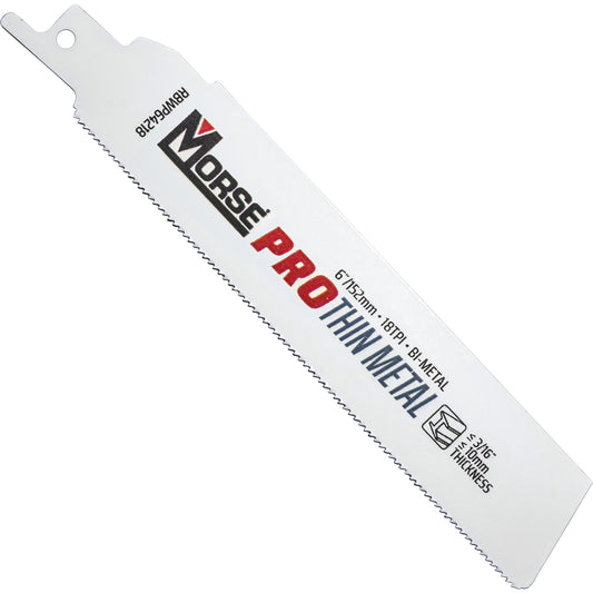 Morse Bi-Metal Pro Thin Metal Reciprocating Saw Blade 6" x 1" .42 " 18 TPI 25 Pack