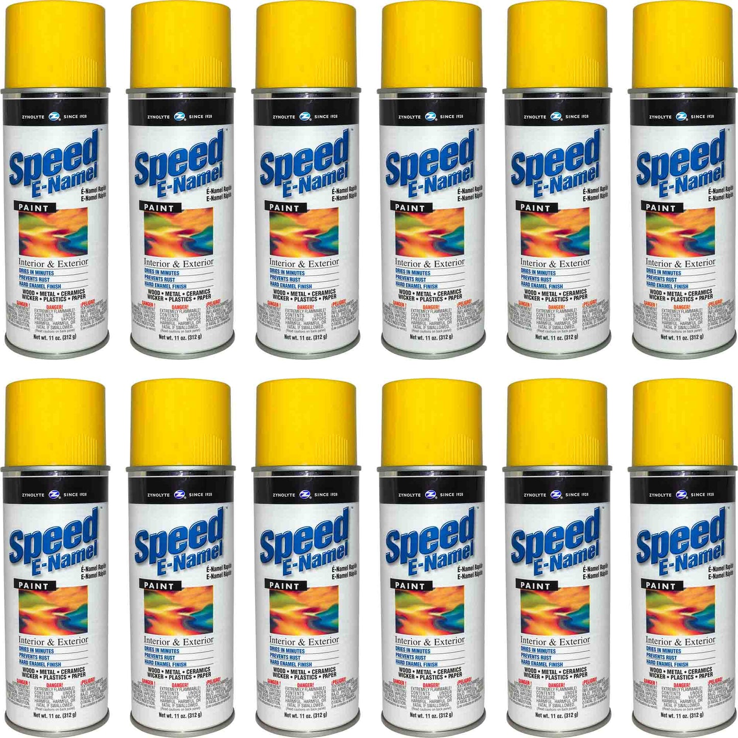 Zynolyte Speed E-Namel Z467 Fast Drying Enamel Spray Paint Lemon Yellow 11 oz Can Case of 12 Z467C