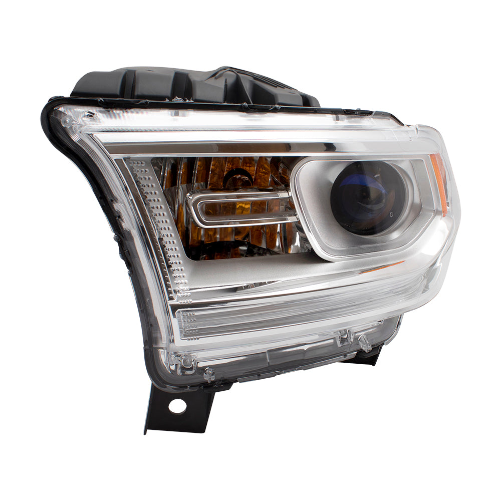 Brock Replacement Driver Halogen Combination Headlight Chrome Trim Compatible with 2014-2015 Durango 68188731AF