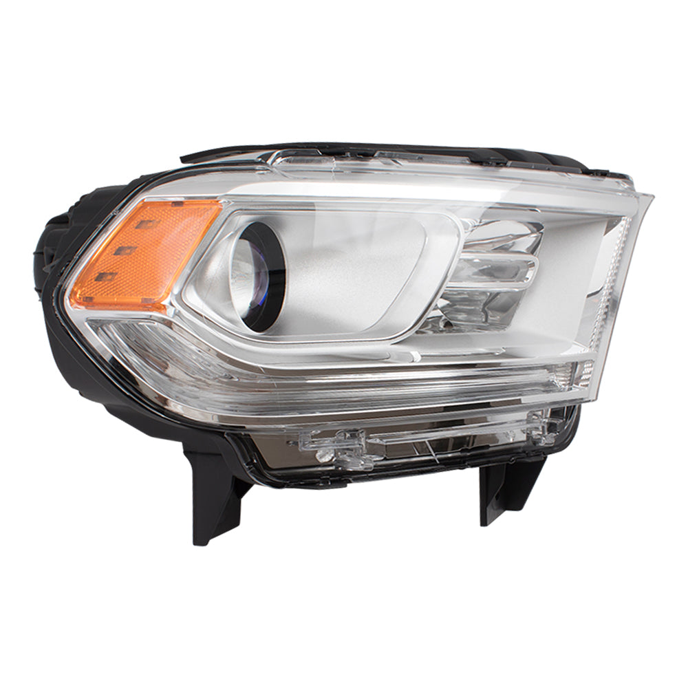 Brock Replacement Passenger Halogen Combination Headlight Chrome Trim Compatible with 2014-2015 Durango 68188730AF
