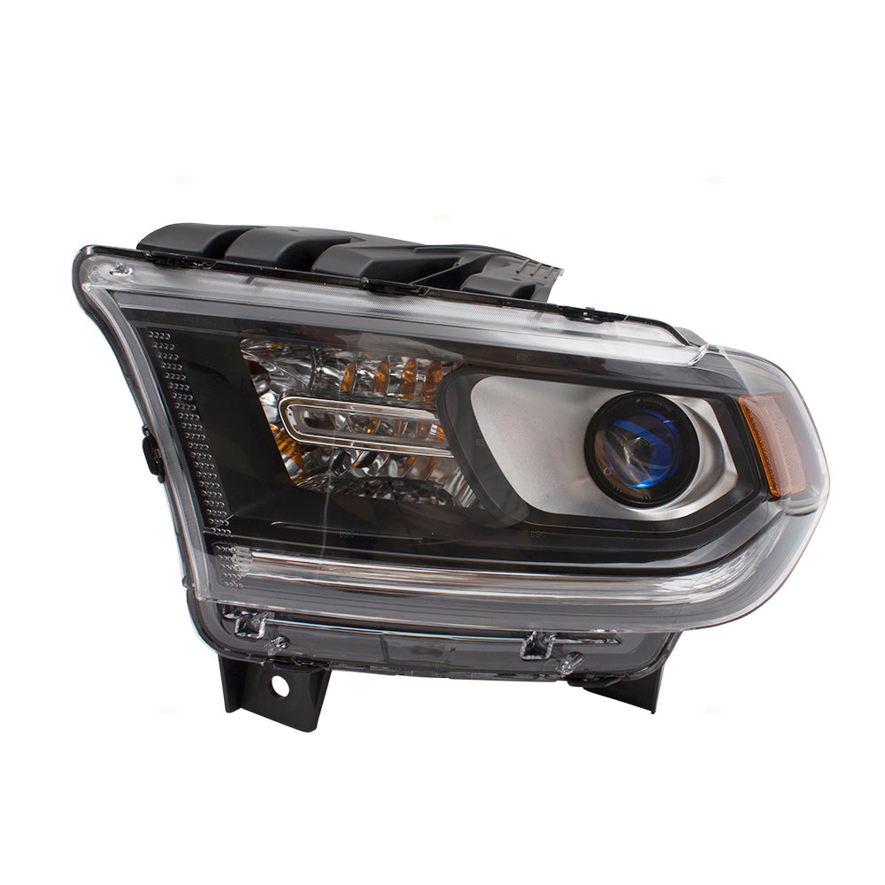 Brock Replacement Driver Halogen Combination Headlight with Black Trim Compatible with 2014-2015 Durango 68184827AF