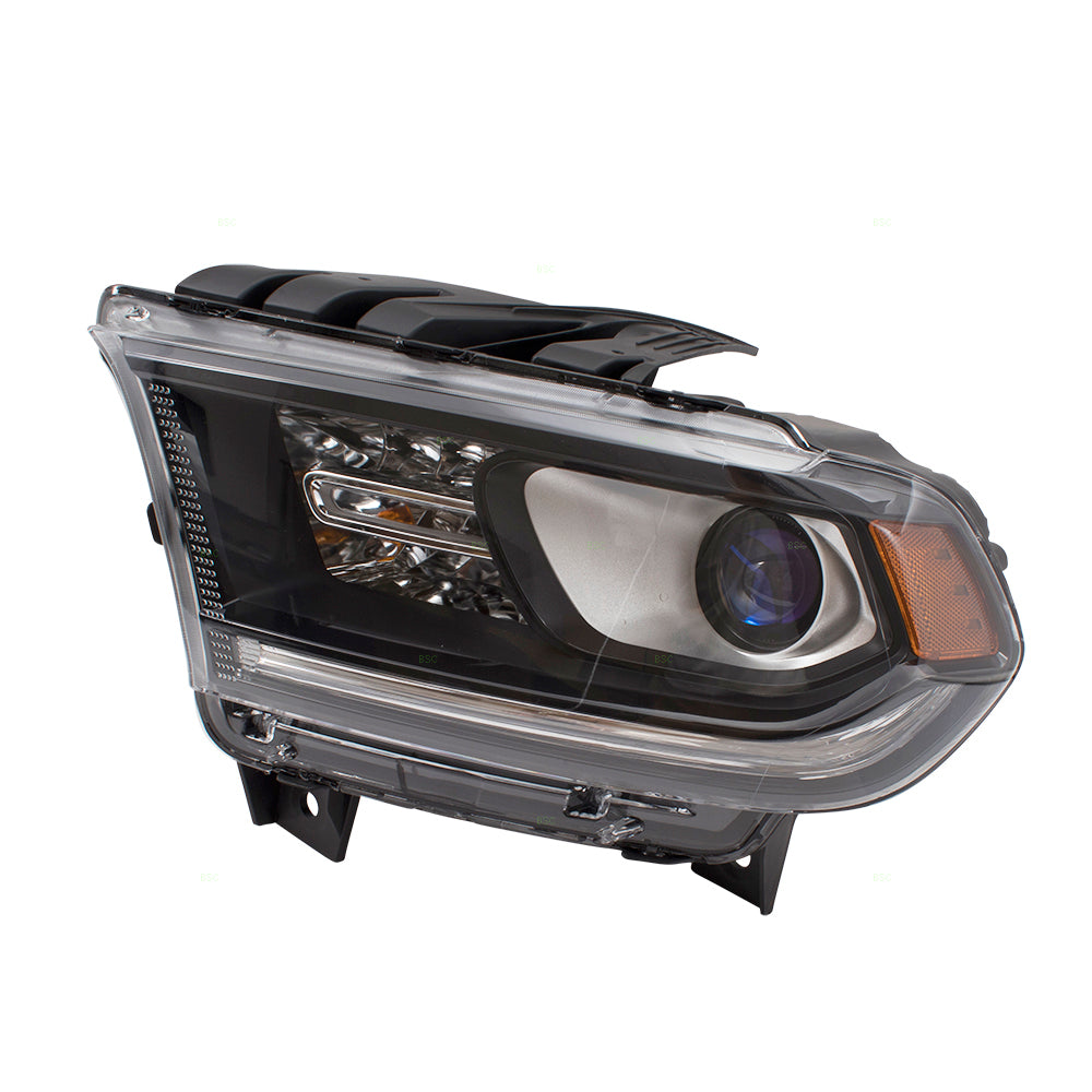 Brock Replacement Driver Halogen Combination Headlight with Black Trim Compatible with 2014-2015 Durango 68184827AF